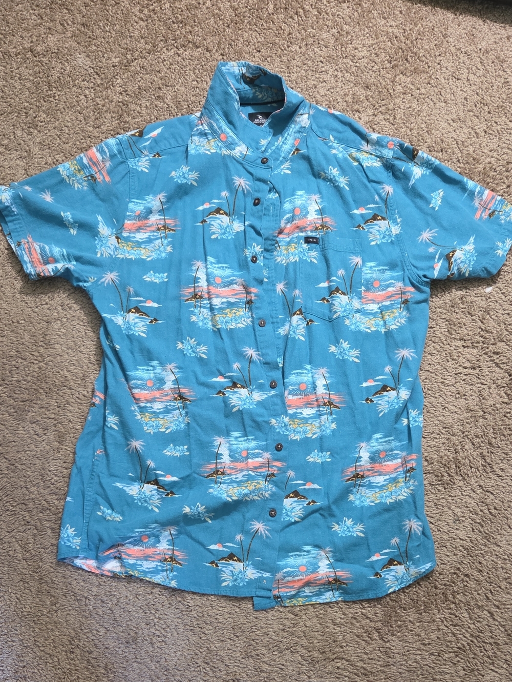 Rip Curl Blue Tropical Button-Down Shirt